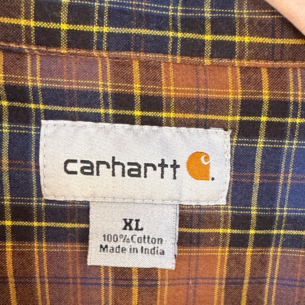Carhartt Blue and Brown Plaid Men’s Button Down Shirt size XL Regular - Picture 2 of 5